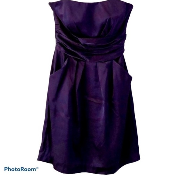 David’s bridal purple Satin strapless mini dress Sz 12 - Picture 12 of 12